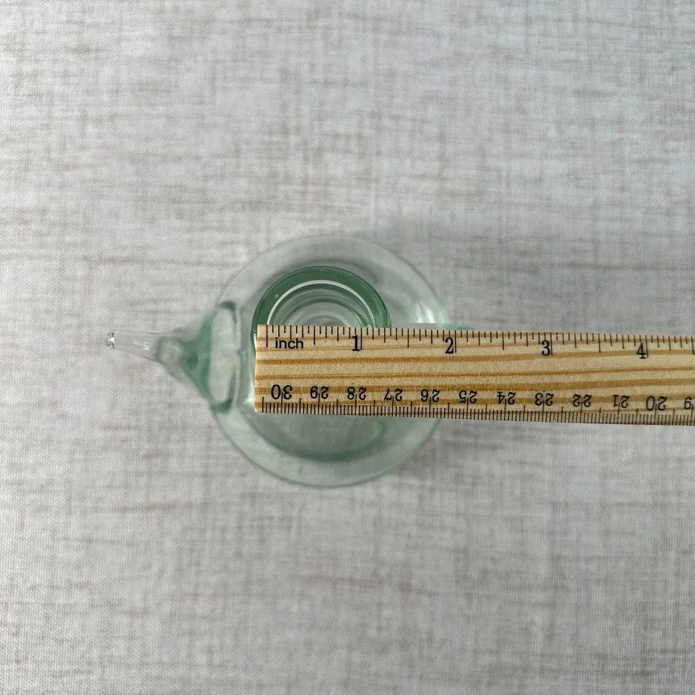 Vintage Green Glass Long Spout Cruet | Hand Blown Pitcher | Sculptural Glass